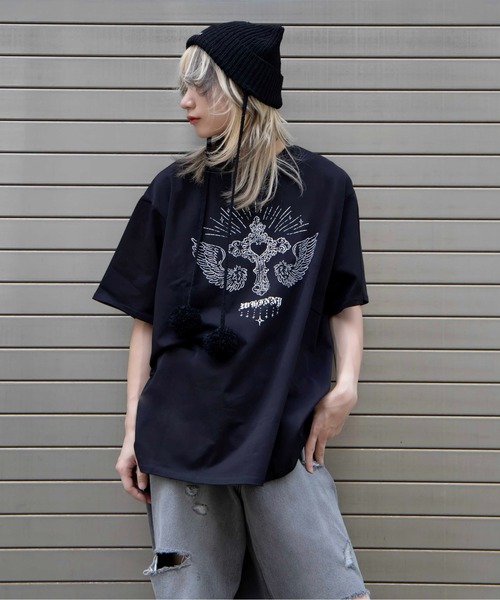 Whinny(ホワイニー)の「Whinny/心臓天国ティー(Tシャツ/カットソー・レディース・ホワイト/サックスブルー/ブラック・FREE)」の4枚目の写真