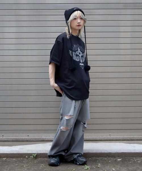 Whinny(ホワイニー)の「Whinny/心臓天国ティー(Tシャツ/カットソー・レディース・ホワイト/サックスブルー/ブラック・FREE)」の6枚目の写真