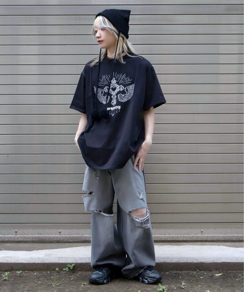 Whinny(ホワイニー)の「Whinny/心臓天国ティー(Tシャツ/カットソー・レディース・ホワイト/サックスブルー/ブラック・FREE)」の5枚目の写真