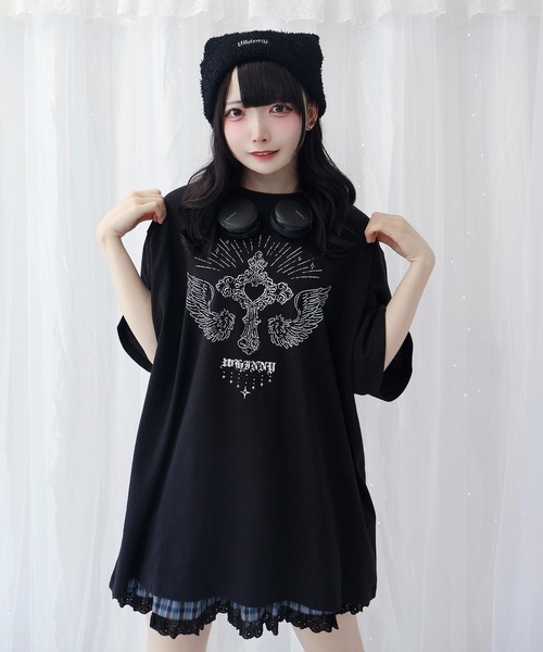 Whinny(ホワイニー)の「Whinny/心臓天国ティー(Tシャツ/カットソー・レディース・ホワイト/サックスブルー/ブラック・FREE)」の7枚目の写真