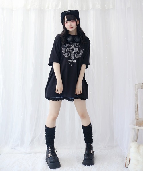 Whinny(ホワイニー)の「Whinny/心臓天国ティー(Tシャツ/カットソー・レディース・ホワイト/サックスブルー/ブラック・FREE)」の9枚目の写真