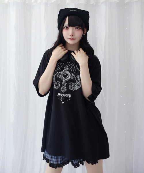 Whinny(ホワイニー)の「Whinny/心臓天国ティー(Tシャツ/カットソー・レディース・ホワイト/サックスブルー/ブラック・FREE)」の8枚目の写真