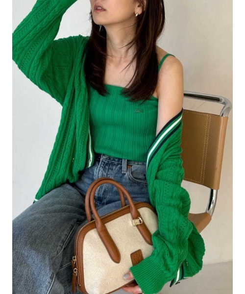LACOSTE(ラコステ)の「LACOSTE/ニットカーディガン(カーディガン/ボレロ・レディース・ホワイト/ピンク/グリーン・FREE)」の2枚目の写真