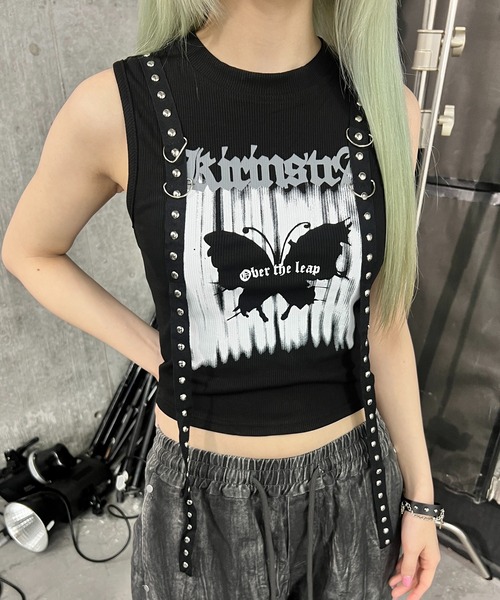 Figments（フィグメンツ）の「バタフライスタッズタンク（タンクトップ・レディース・ブラック・FREE）」の2枚目の写真