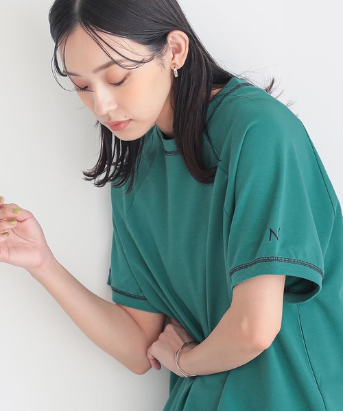 n'OrLABEL(ノアールレーベル)の「【汗じみ防止・接触冷感・UVカット・吸水速乾・イージーケア】ロゴ刺繍ラグランカットソー(Tシャツ/カットソー・レディース・グリーン/ブラック/ブルー・1/2)」の7枚目の写真