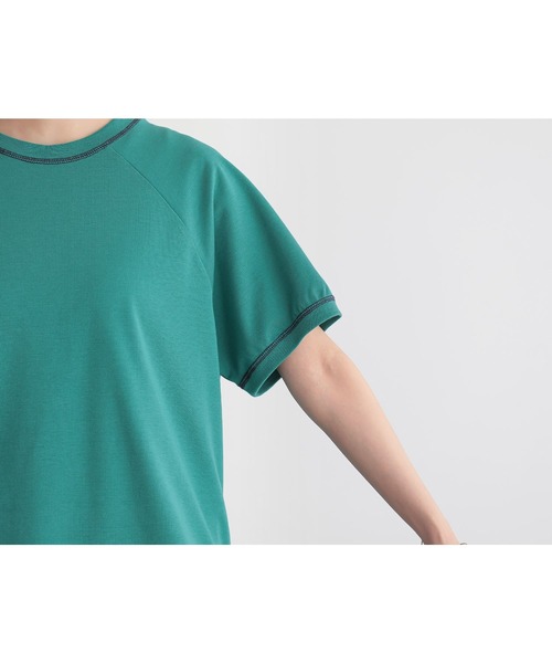 n'OrLABEL(ノアールレーベル)の「【汗じみ防止・接触冷感・UVカット・吸水速乾・イージーケア】ロゴ刺繍ラグランカットソー(Tシャツ/カットソー・レディース・グリーン/ブラック/ブルー・1/2)」の12枚目の写真