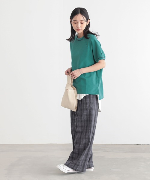 n'OrLABEL(ノアールレーベル)の「【汗じみ防止・接触冷感・UVカット・吸水速乾・イージーケア】ロゴ刺繍ラグランカットソー(Tシャツ/カットソー・レディース・グリーン/ブラック/ブルー・1/2)」の10枚目の写真