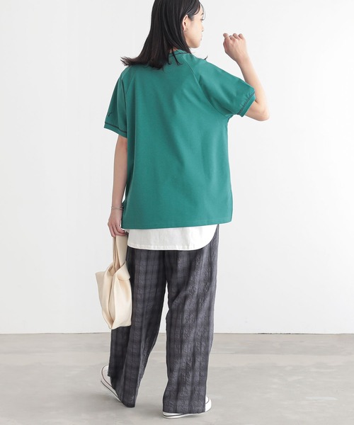 n'OrLABEL(ノアールレーベル)の「【汗じみ防止・接触冷感・UVカット・吸水速乾・イージーケア】ロゴ刺繍ラグランカットソー(Tシャツ/カットソー・レディース・グリーン/ブラック/ブルー・1/2)」の9枚目の写真
