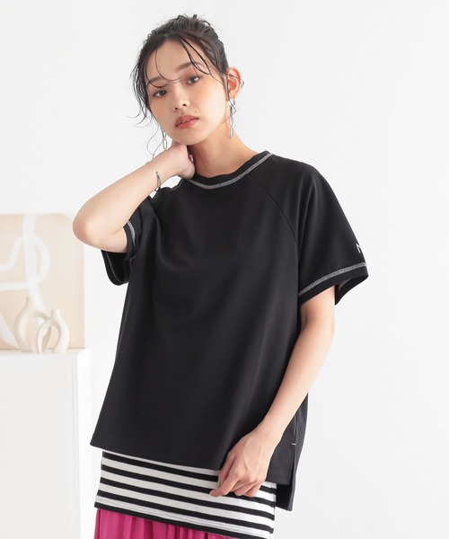 n'OrLABEL(ノアールレーベル)の「【汗じみ防止・接触冷感・UVカット・吸水速乾・イージーケア】ロゴ刺繍ラグランカットソー(Tシャツ/カットソー・レディース・グリーン/ブラック/ブルー・1/2)」の13枚目の写真