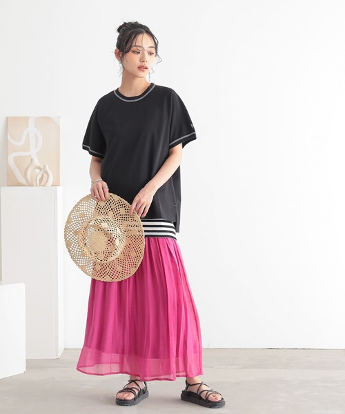 n'OrLABEL(ノアールレーベル)の「【汗じみ防止・接触冷感・UVカット・吸水速乾・イージーケア】ロゴ刺繍ラグランカットソー(Tシャツ/カットソー・レディース・グリーン/ブラック/ブルー・1/2)」の15枚目の写真