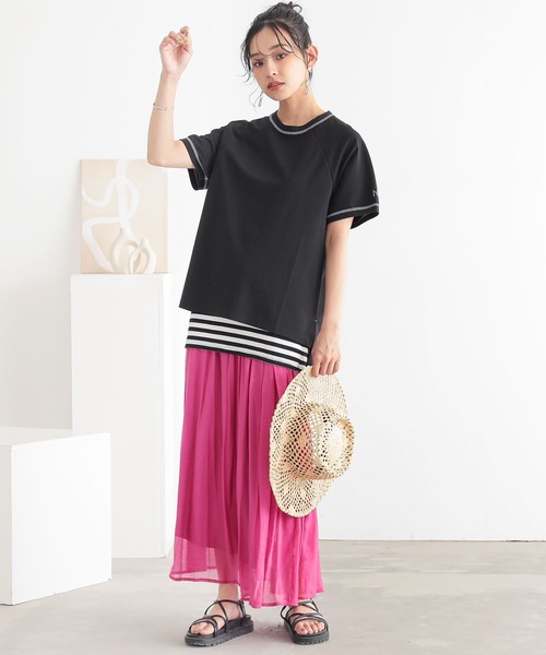 n'OrLABEL(ノアールレーベル)の「【汗じみ防止・接触冷感・UVカット・吸水速乾・イージーケア】ロゴ刺繍ラグランカットソー(Tシャツ/カットソー・レディース・グリーン/ブラック/ブルー・1/2)」の16枚目の写真