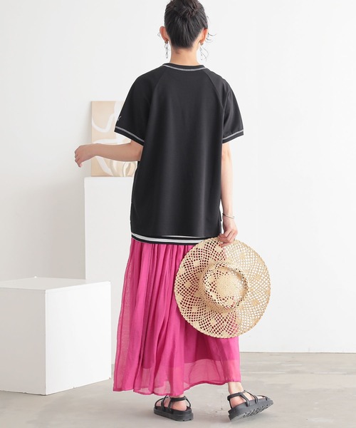 n'OrLABEL(ノアールレーベル)の「【汗じみ防止・接触冷感・UVカット・吸水速乾・イージーケア】ロゴ刺繍ラグランカットソー(Tシャツ/カットソー・レディース・グリーン/ブラック/ブルー・1/2)」の17枚目の写真