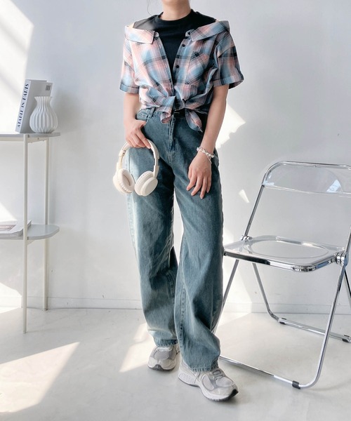 AS KNOW AS plus(アズノゥアズプラス)の「●2WAYドッキング半袖シアーシャツ(シャツ/ブラウス・レディース・オフホワイト/アイボリー系/ブルー系/イエロー系/カーキ/ピンク系/ネイビー系/ブラック系/ブルー系1・FREE)」の11枚目の写真