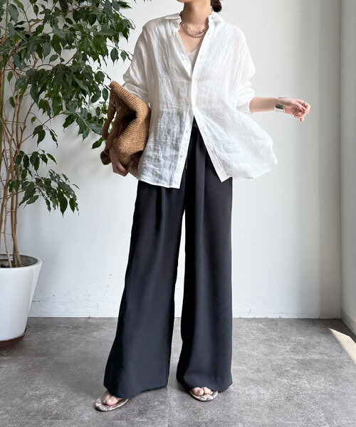 DouDou(ドゥドゥ)の「ドロストワイドパンツ(その他パンツ・レディース・チャコールグレー/オフホワイト/ブラック・FREE/TM)」の20枚目の写真
