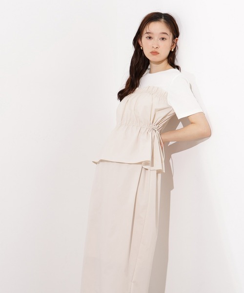 N.（N. Natural Beauty Basic）（エヌエヌナチュラルビューティーベーシック）の「【PS/低身長サイズ】ドロストコードドッキングワンピース（ワンピース・レディース・ブラック/オフホワイト・MEDIUM/PS）」の4枚目の写真