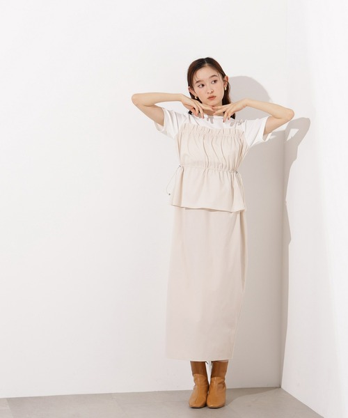 N.（N. Natural Beauty Basic）（エヌエヌナチュラルビューティーベーシック）の「【PS/低身長サイズ】ドロストコードドッキングワンピース（ワンピース・レディース・ブラック/オフホワイト・MEDIUM/PS）」の6枚目の写真