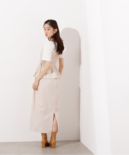 N.（N. Natural Beauty Basic）（エヌエヌナチュラルビューティーベーシック）の「【PS/低身長サイズ】ドロストコードドッキングワンピース（ワンピース・レディース・ブラック/オフホワイト・MEDIUM/PS）」の8枚目の写真