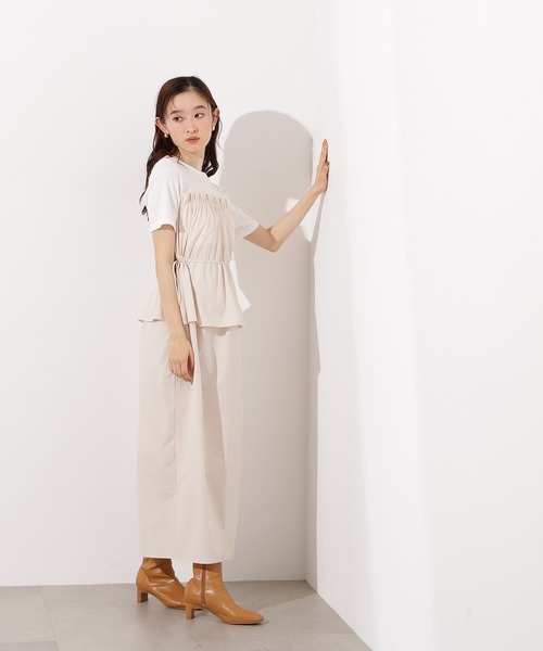 N.（N. Natural Beauty Basic）（エヌエヌナチュラルビューティーベーシック）の「【PS/低身長サイズ】ドロストコードドッキングワンピース（ワンピース・レディース・ブラック/オフホワイト・MEDIUM/PS）」の9枚目の写真