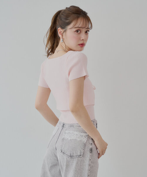 Chico（チコ）の「【5色展開】ショートカーディガン+レースキャミセット（カーディガン/ボレロ・レディース・ピンク/ホワイト/ブラック/ブルー/ホワイト系その他・FREE）」の20枚目の写真