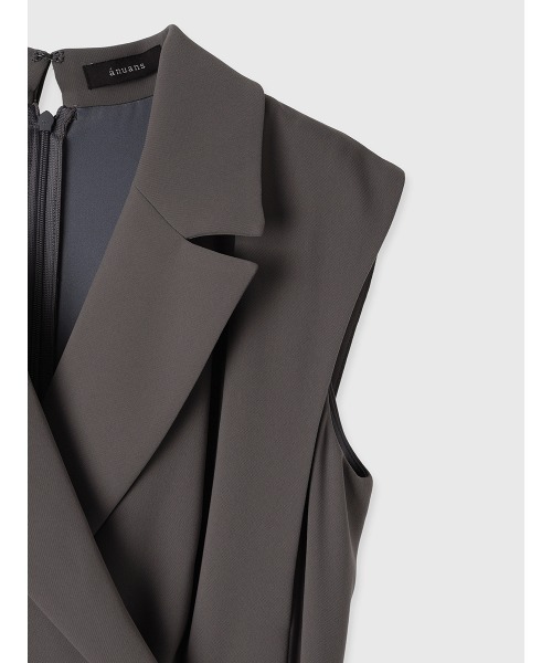 ダブルサテンテーラードフレアワンピース（ワンピース）｜anuans（ア