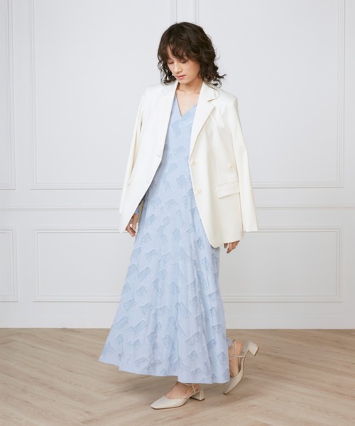 INED(イネド)の「カットジャガードミディ丈ワンピース《la veille by SUPERIOR CLOSET》(ワンピース・レディース・サックスブルー/アイボリー・9号/11号/7号)」の5枚目の写真