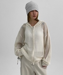 BLACKUP | [MADE] エルニンスカッシュニットフードジップアップ(パーカー)