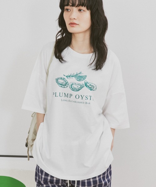 MERLOT（メルロー）の「オイスタープリントBIGT（Tシャツ/カットソー・レディース・ライトパープル/ホワイト・FREE）」の3枚目の写真