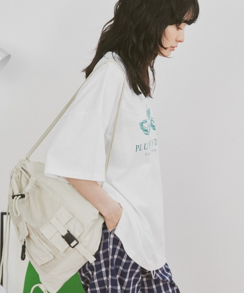 MERLOT（メルロー）の「オイスタープリントBIGT（Tシャツ/カットソー・レディース・ライトパープル/ホワイト・FREE）」の5枚目の写真