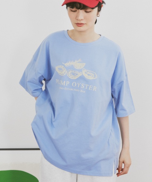 MERLOT（メルロー）の「オイスタープリントBIGT（Tシャツ/カットソー・レディース・ライトパープル/ホワイト・FREE）」の14枚目の写真