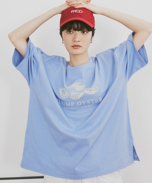 MERLOT（メルロー）の「オイスタープリントBIGT（Tシャツ/カットソー・レディース・ライトパープル/ホワイト・FREE）」の15枚目の写真