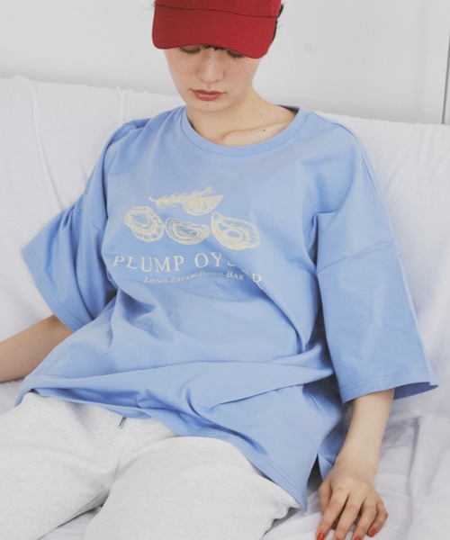 MERLOT（メルロー）の「オイスタープリントBIGT（Tシャツ/カットソー・レディース・ライトパープル/ホワイト・FREE）」の16枚目の写真