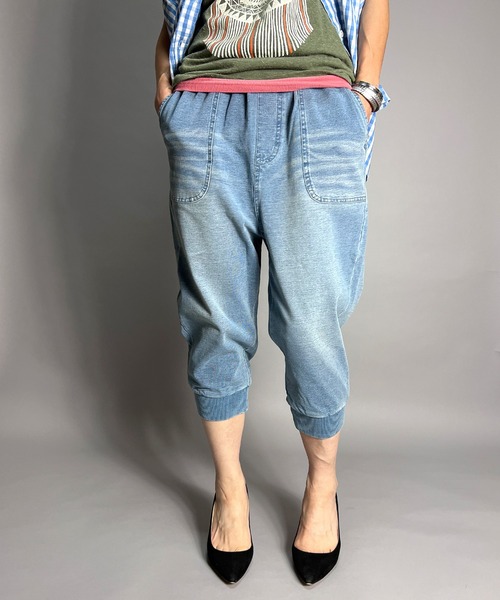 BEATJIVE(ビートジャイブ)の「ジョガーパンツ 7分丈 クロップドパンツ デニムパンツ ウエストゴム 夏服 レディース(デニムパンツ・レディース・インディゴブルー/ライトインディゴブルー/ブラック系その他2/ブラック系その他・1/2/3)」の9枚目の写真