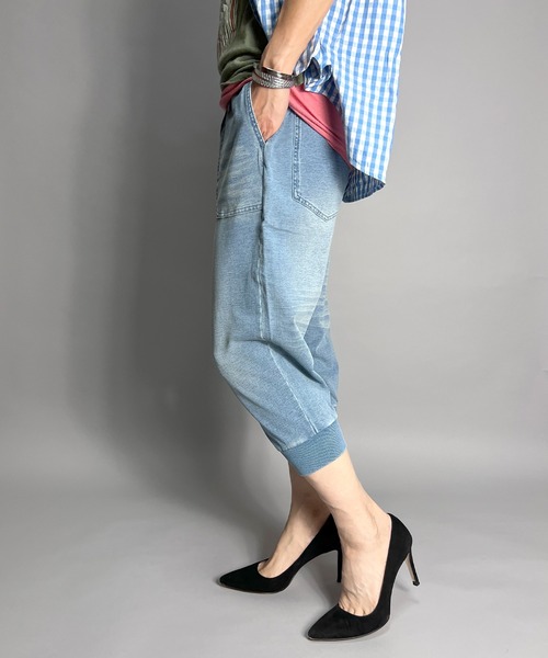 BEATJIVE(ビートジャイブ)の「ジョガーパンツ 7分丈 クロップドパンツ デニムパンツ ウエストゴム 夏服 レディース(デニムパンツ・レディース・インディゴブルー/ライトインディゴブルー/ブラック系その他2/ブラック系その他・1/2/3)」の10枚目の写真