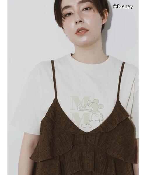 Te chichi（テチチ）の「【Disney】ミッキー/ワンカラー刺繍Tシャツ（Tシャツ/カットソー・レディース・チャコールグレー/オフホワイト/ベージュ・F）」の10枚目の写真