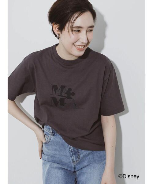 Te chichi（テチチ）の「【Disney】ミッキー/ワンカラー刺繍Tシャツ（Tシャツ/カットソー・レディース・チャコールグレー/オフホワイト/ベージュ・F）」の21枚目の写真