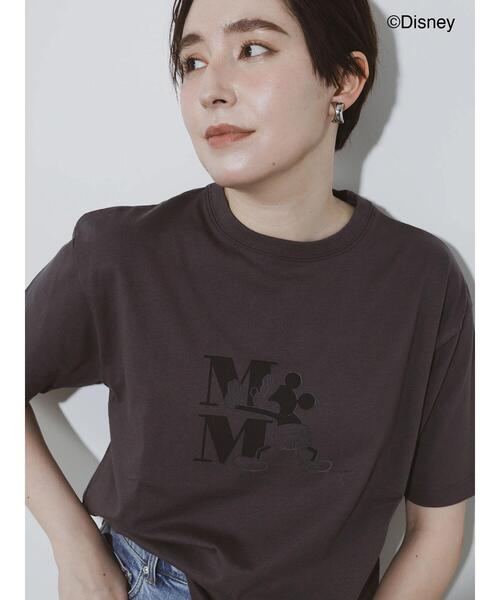 Te chichi（テチチ）の「【Disney】ミッキー/ワンカラー刺繍Tシャツ（Tシャツ/カットソー・レディース・チャコールグレー/オフホワイト/ベージュ・F）」の22枚目の写真
