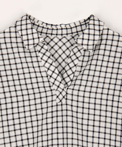 Grand PARK（グランドパーク）の「柔らかさわやか リネンシャツ　チェック柄（シャツ/ブラウス・レディース・ベージュ/ブラック/グレー・FREE）」の13枚目の写真