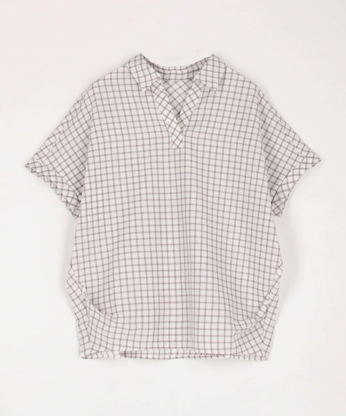 Grand PARK（グランドパーク）の「柔らかさわやか リネンシャツ　チェック柄（シャツ/ブラウス・レディース・ベージュ/ブラック/グレー・FREE）」の10枚目の写真