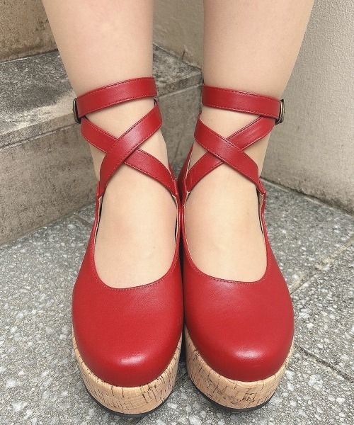 【An Another Angelus】クロスストラップ厚底パンプス an another angelus パンプス 「大人気リピート生産決定
