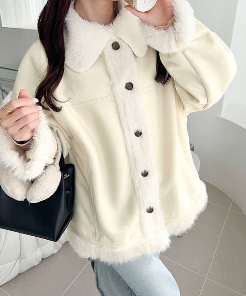 セール】【mily bilet】甘さと気品で冬を楽しむ。ファー切り替え