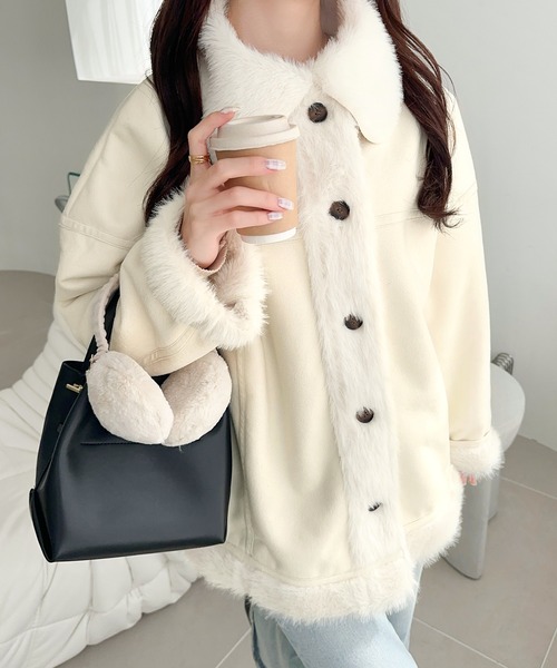 セール】【mily bilet】甘さと気品で冬を楽しむ。ファー切り替え