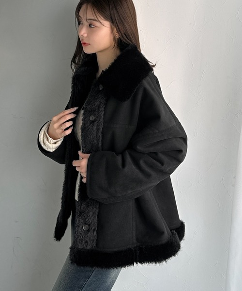 セール】【mily bilet】甘さと気品で冬を楽しむ。ファー切り替え