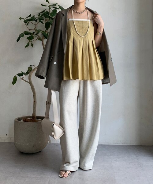 DouDou(ドゥドゥ)の「プリーツチュニックキャミ(シャツ/ブラウス・レディース・ブラック/ベージュ・FREE)」の13枚目の写真