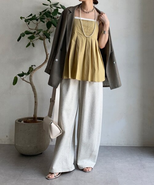 DouDou(ドゥドゥ)の「プリーツチュニックキャミ(シャツ/ブラウス・レディース・ブラック/ベージュ・FREE)」の14枚目の写真