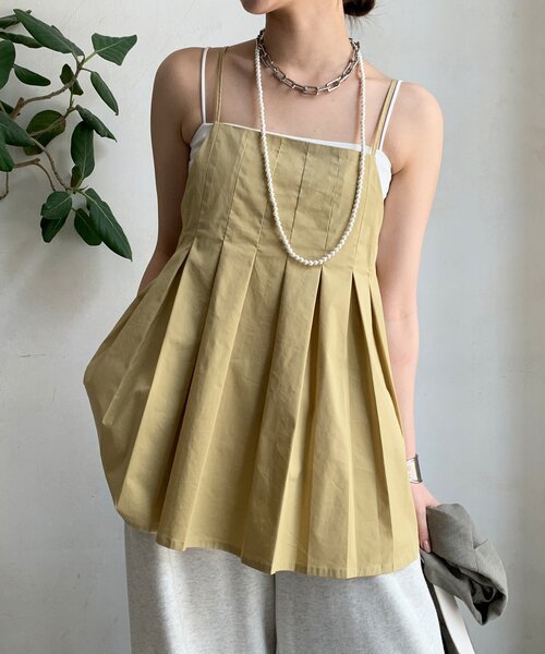 DouDou(ドゥドゥ)の「プリーツチュニックキャミ(シャツ/ブラウス・レディース・ブラック/ベージュ・FREE)」の17枚目の写真