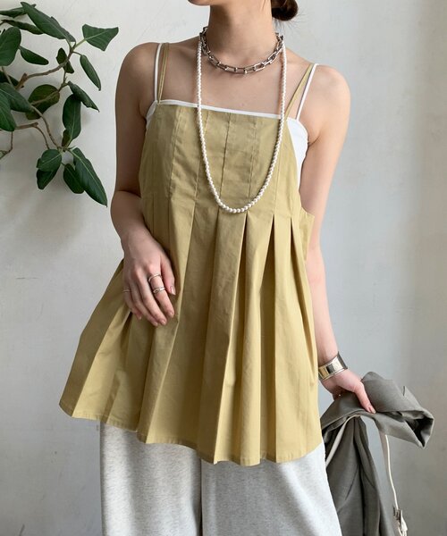 DouDou(ドゥドゥ)の「プリーツチュニックキャミ(シャツ/ブラウス・レディース・ブラック/ベージュ・FREE)」の18枚目の写真