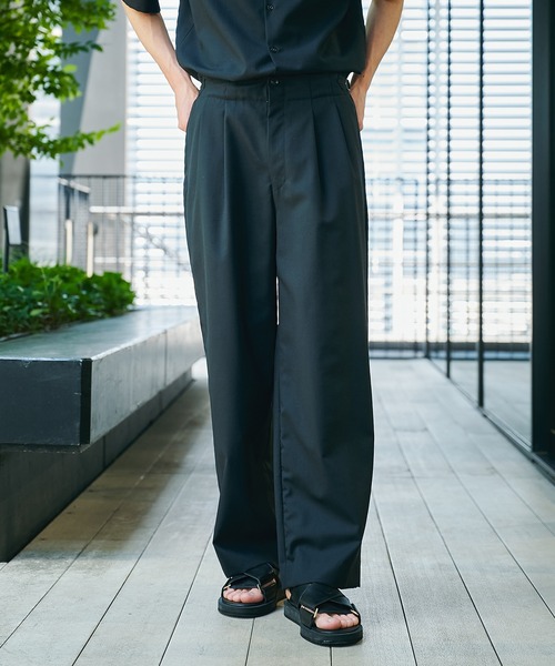 MARKAWARE ブラック スラックス marka/MARKAWARE】別注 TWO TUCK MILITARY TROUSERS（スラックス