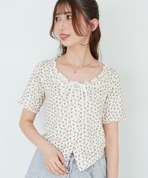 MAJESTIC LEGON | フロントリボンレイヤード風トップス(Tシャツ/カットソー)