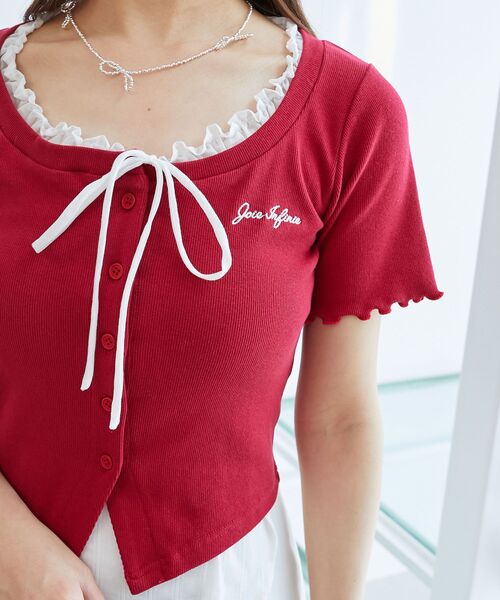 MAJESTIC LEGON（マジェスティックレゴン）の「フロントリボンレイヤード風トップス（Tシャツ/カットソー・レディース・ホワイト系その他2/ネイビー/レッド・MEDIUM）」の12枚目の写真