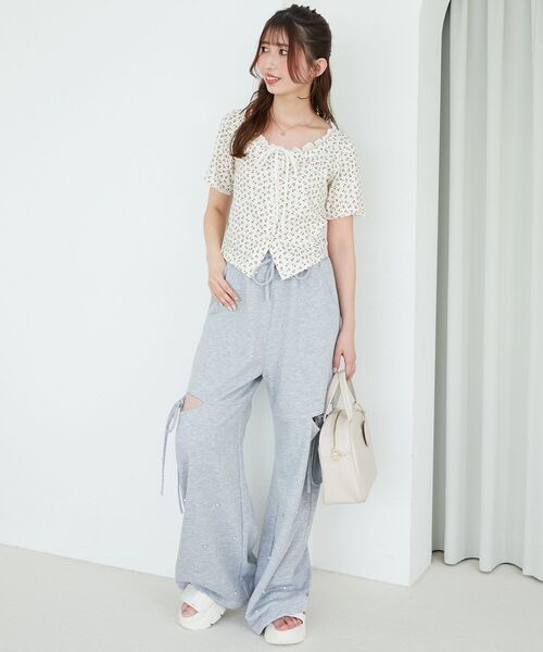 MAJESTIC LEGON（マジェスティックレゴン）の「フロントリボンレイヤード風トップス（Tシャツ/カットソー・レディース・ホワイト系その他2/ネイビー/レッド・MEDIUM）」の14枚目の写真